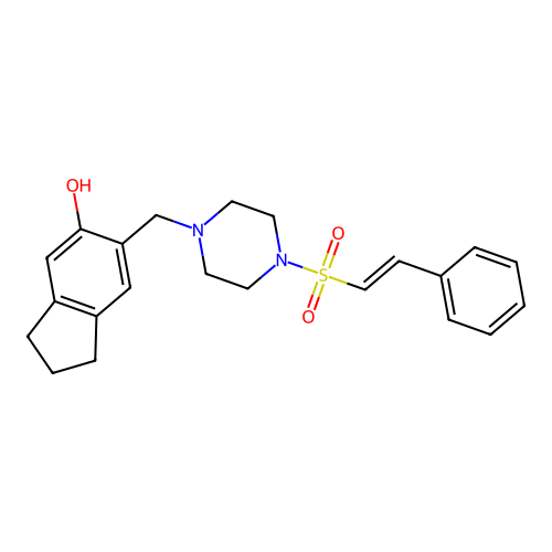 6-{[4-(2-phenylethenesulfonyl)piperazin-1-yl]methyl}-2,3-dihydro-1H-inden-5-ol structure