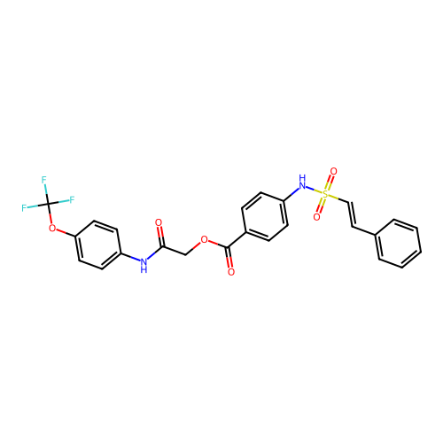 [2-oxo-2-[4-(trifluoromethoxy)anilino]ethyl] 4-[[(E)-2-phenylethenyl]sulfonylamino]benzoate structure