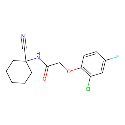 2-(2-chloro-4-fluorophenoxy)-N-(1-cyanocyclohexyl)acetamide structure