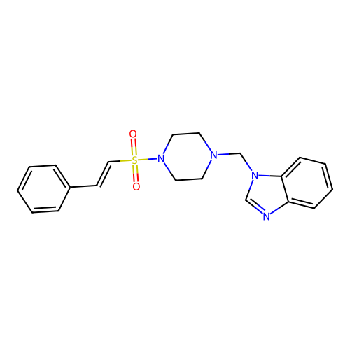 1-{[4-(2-phenylethenesulfonyl)piperazin-1-yl]methyl}-1H-1,3-benzodiazole structure