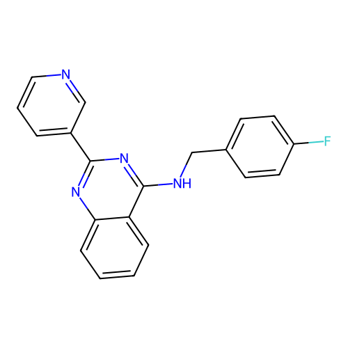 N-[(4-fluorophenyl)methyl]-2-pyridin-3-ylquinazolin-4-amine structure