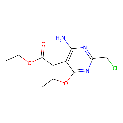 Ethyl 4-amino-2-(chloromethyl)-6-methylfuro[2,3-d]pyrimidine-5-carboxylate structure