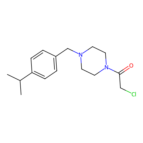 2-Chloro-1-(4-{[4-(propan-2-yl)phenyl]methyl}piperazin-1-yl)ethan-1-one structure