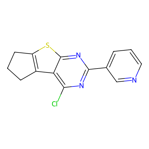 4-Chloro-6,7-dihydro-2-(3-pyridinyl)-5H-cyclopenta(4,5)thieno(2,3-d)pyrimidine structure
