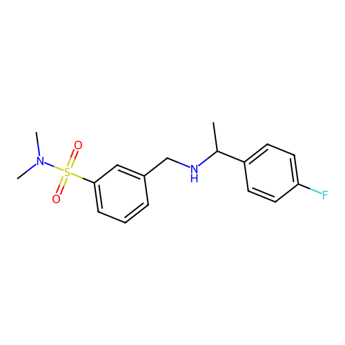 3-[[1-(4-fluorophenyl)ethylamino]methyl]-N,N-dimethylbenzenesulfonamide structure