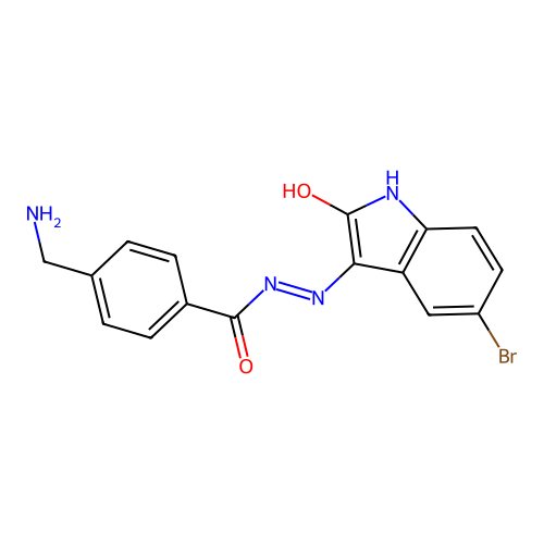 4-(Aminomethyl)-N'-[(3Z)-5-bromo-2-oxo-2,3-dihydro-1H-indol-3-ylidene]benzohydrazide structure