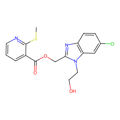 [6-chloro-1-(2-hydroxyethyl)benzimidazol-2-yl]methyl 2-methylsulfanylpyridine-3-carboxylate structure