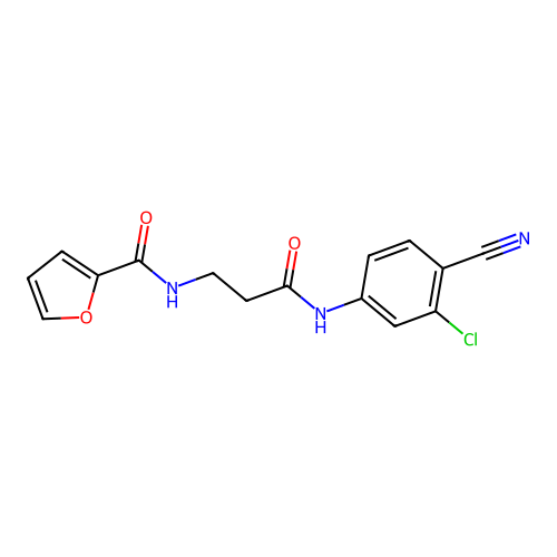 N-[3-(3-chloro-4-cyanoanilino)-3-oxopropyl]furan-2-carboxamide structure