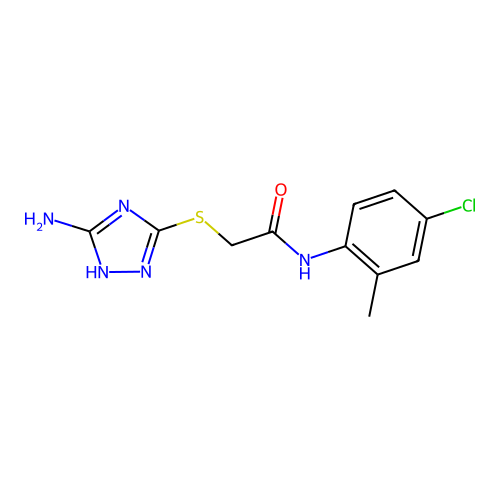 2-[(5-amino-1H-1,2,4-triazol-3-yl)sulfanyl]-N-(4-chloro-2-methylphenyl)acetamide structure