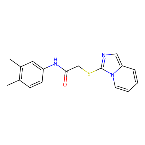 N-(3,4-dimethylphenyl)-2-imidazo[1,5-a]pyridin-3-ylsulfanylacetamide structure