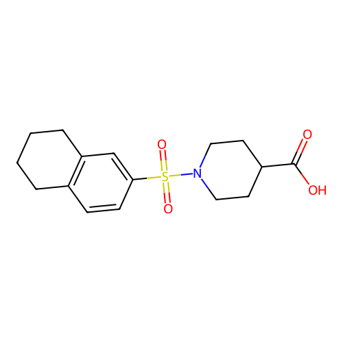 1-(5,6,7,8-Tetrahydronaphthalene-2-sulfonyl)piperidine-4-carboxylic acid structure