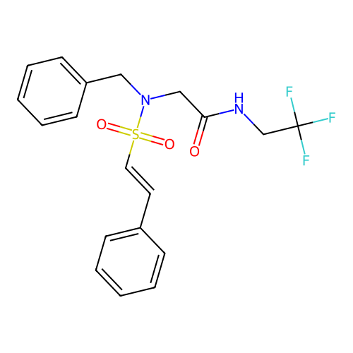 2-(N-benzyl-2-phenylethenesulfonamido)-N-(2,2,2-trifluoroethyl)acetamide structure
