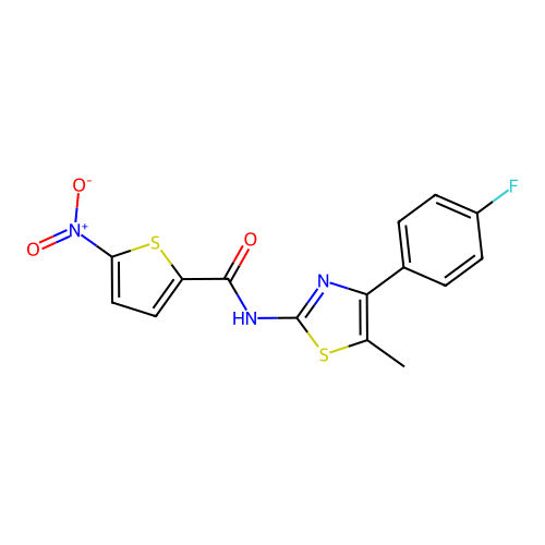 N-(4-(4-fluorophenyl)-5-methylthiazol-2-yl)-5-nitrothiophene-2-carboxamide structure
