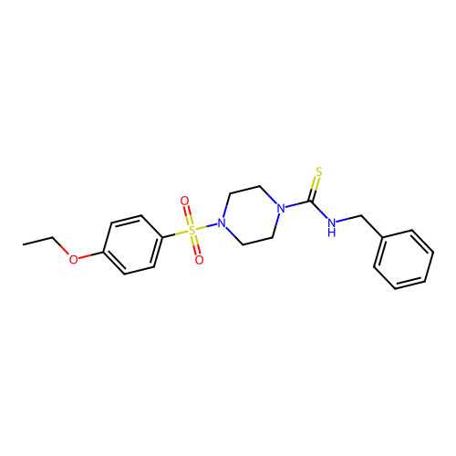 N-benzyl-4-(4-ethoxybenzenesulfonyl)piperazine-1-carbothioamide structure