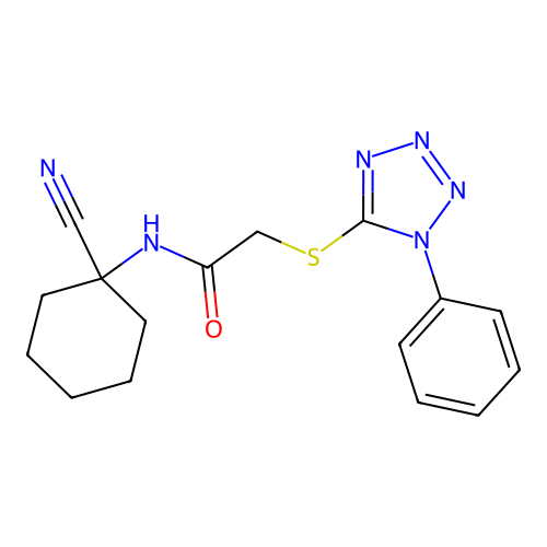 N-(1-cyanocyclohexyl)-2-[(1-phenyl-1H-1,2,3,4-tetrazol-5-yl)sulfanyl]acetamide structure