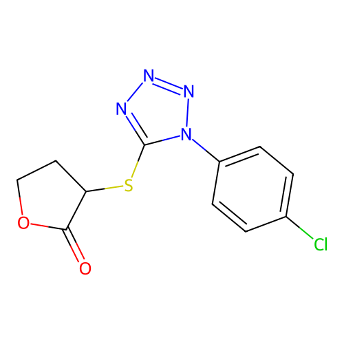 3-[1-(4-Chlorophenyl)tetrazol-5-yl]sulfanyloxolan-2-one structure