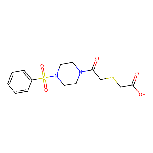 2-{2-Oxo-2-[4-(phenylsulfonyl)piperazinyl]ethylthio}acetic acid structure