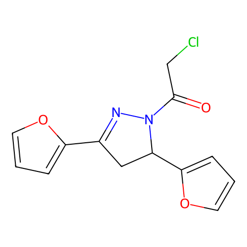 2-Chloro-1-(3,5-di(furan-2-yl)-4,5-dihydro-1H-pyrazol-1-yl)ethanone structure