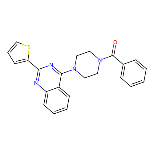 Phenyl(4-(2-(thiophen-2-yl)quinazolin-4-yl)piperazin-1-yl)methanone structure