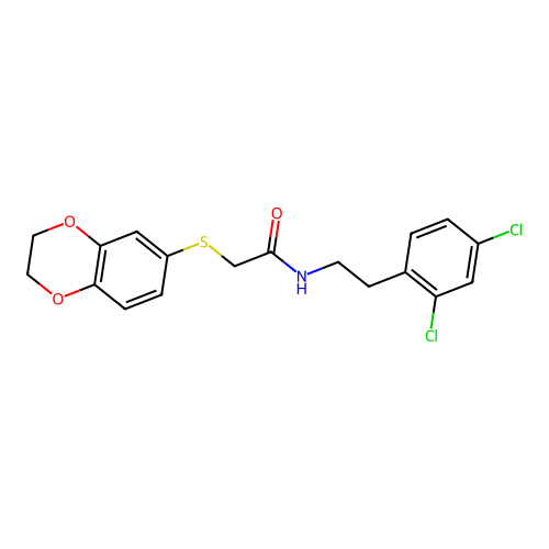 N-[2-(2,4-dichlorophenyl)ethyl]-2-(2,3-dihydro-1,4-benzodioxin-6-ylsulfanyl)acetamide structure