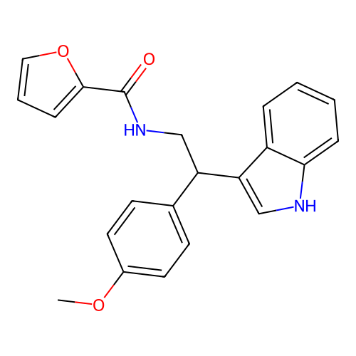 N-[2-(1H-indol-3-yl)-2-(4-methoxyphenyl)ethyl]furan-2-carboxamide structure