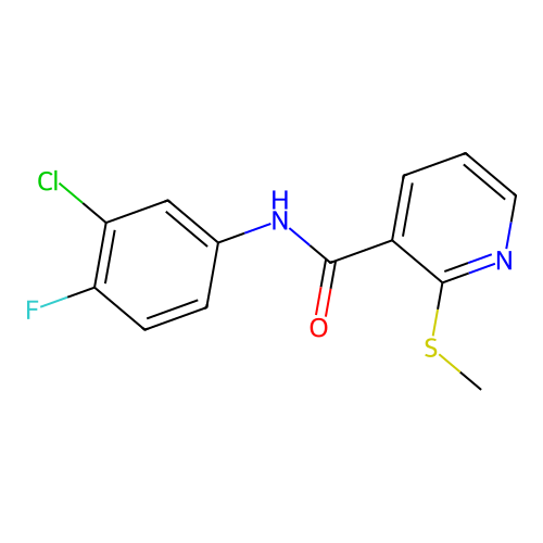 N-(3-chloro-4-fluorophenyl)-2-(methylsulfanyl)pyridine-3-carboxamide structure