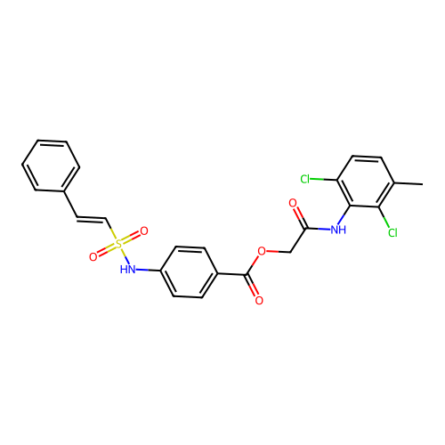 [2-(2,6-dichloro-3-methylanilino)-2-oxoethyl] 4-[[(E)-2-phenylethenyl]sulfonylamino]benzoate structure