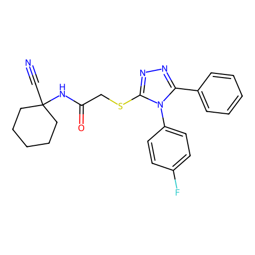 N-(1-cyanocyclohexyl)-2-[[4-(4-fluorophenyl)-5-phenyl-1,2,4-triazol-3-yl]sulfanyl]acetamide structure