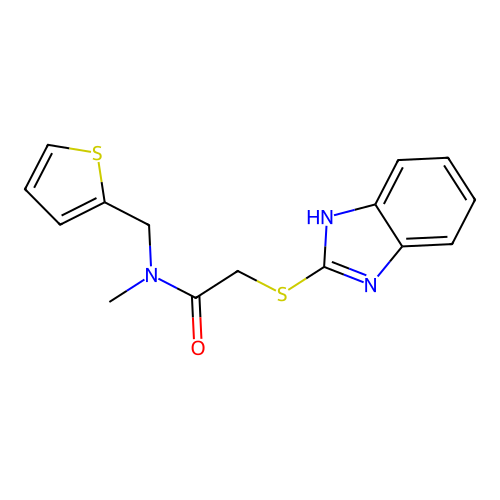 2-(1H-benzimidazol-2-ylsulfanyl)-N-methyl-N-(thiophen-2-ylmethyl)acetamide structure