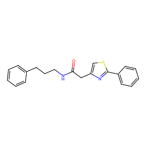 N-(3-phenylpropyl)-2-(2-phenyl-1,3-thiazol-4-yl)acetamide structure