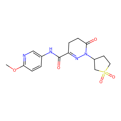 1-(1,1-dioxidotetrahydrothiophen-3-yl)-N-(6-methoxypyridin-3-yl)-6-oxo-1,4,5,6-tetrahydropyridazine-3-carboxamide structure