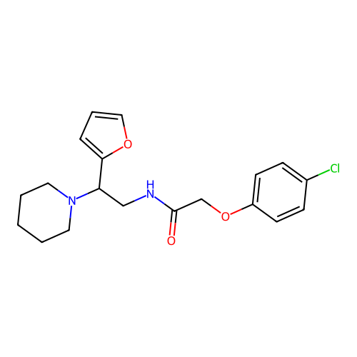2-(4-chlorophenoxy)-N-[2-(furan-2-yl)-2-(piperidin-1-yl)ethyl]acetamide structure