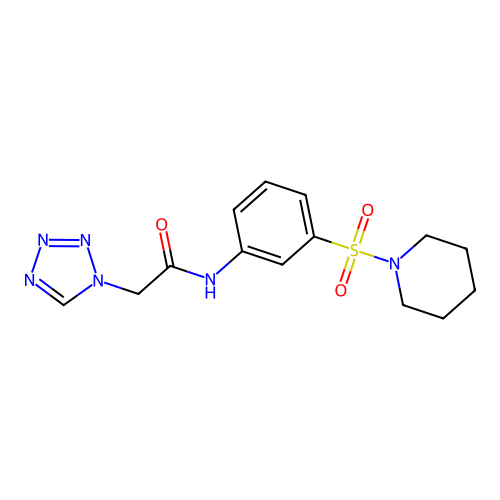 N-(3-piperidin-1-ylsulfonylphenyl)-2-(tetrazol-1-yl)acetamide structure