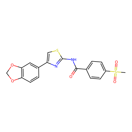 N-(4-(benzo[d][1,3]dioxol-5-yl)thiazol-2-yl)-4-(methylsulfonyl)benzamide structure