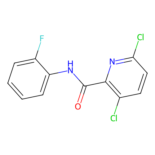3,6-dichloro-N-(2-fluorophenyl)pyridine-2-carboxamide structure