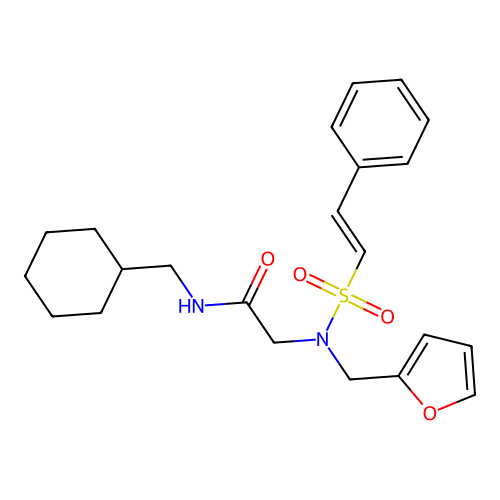 N-(cyclohexylmethyl)-2-[furan-2-ylmethyl-[(E)-2-phenylethenyl]sulfonylamino]acetamide structure