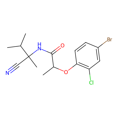 2-(4-bromo-2-chlorophenoxy)-N-(2-cyano-3-methylbutan-2-yl)propanamide structure
