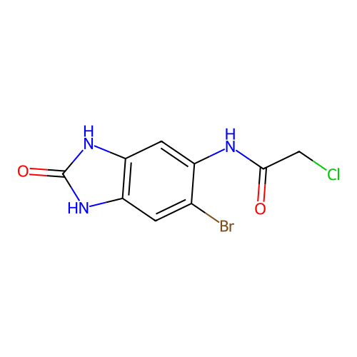 N-(6-bromo-2-oxo-2,3-dihydro-1H-benzimidazol-5-yl)-2-chloroacetamide structure