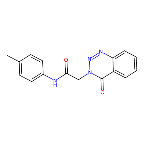 N-(4-methylphenyl)-2-(4-oxo-1,2,3-benzotriazin-3-yl)acetamide structure