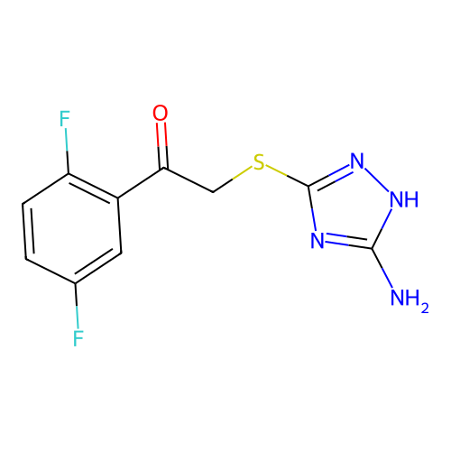 2-[(5-amino-1H-1,2,4-triazol-3-yl)sulfanyl]-1-(2,5-difluorophenyl)ethanone structure