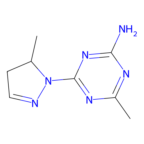 4-Methyl-6-(5-methyl-4,5-dihydro-1H-pyrazol-1-yl)-1,3,5-triazin-2(1H)-imine structure