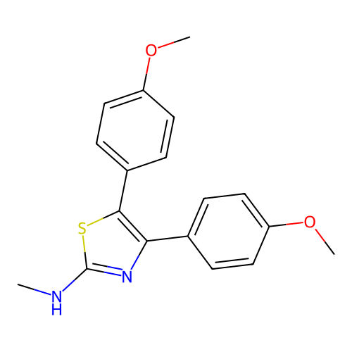 4,5-bis(4-methoxyphenyl)-N-methyl-1,3-thiazol-2-amine structure