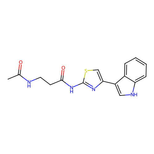 3-acetamido-N-[4-(1H-indol-3-yl)-1,3-thiazol-2-yl]propanamide structure