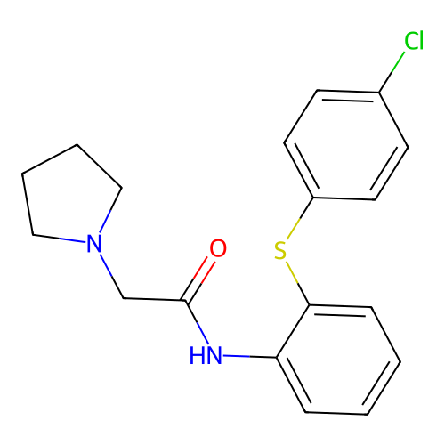 N-[2-(4-chlorophenyl)sulfanylphenyl]-2-pyrrolidin-1-ylacetamide structure