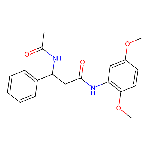 3-acetamido-N-(2,5-dimethoxyphenyl)-3-phenylpropanamide structure