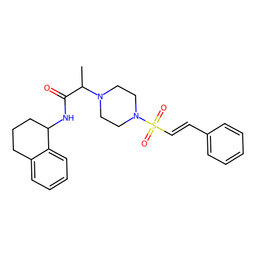 2-[4-(2-phenylethenesulfonyl)piperazin-1-yl]-N-(1,2,3,4-tetrahydronaphthalen-1-yl)propanamide structure