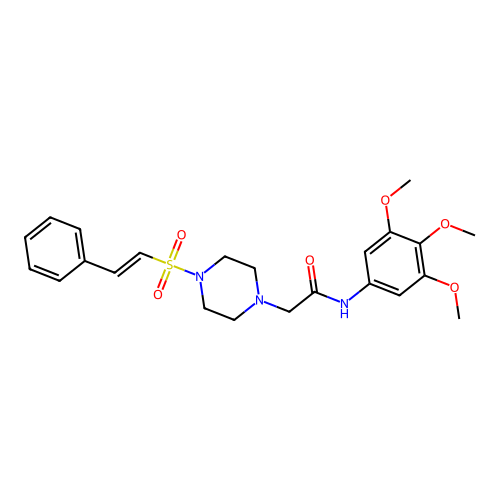 2-[4-(2-phenylethenesulfonyl)piperazin-1-yl]-N-(3,4,5-trimethoxyphenyl)acetamide structure