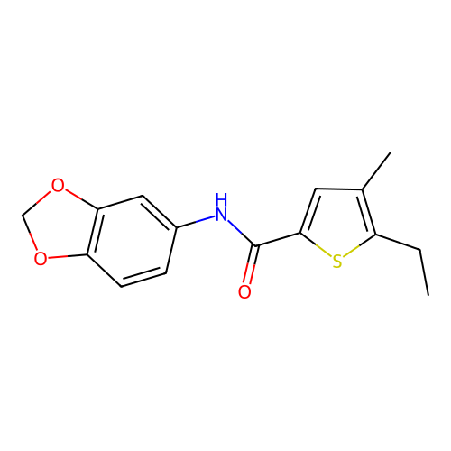 N-(1,3-benzodioxol-5-yl)-5-ethyl-4-methylthiophene-2-carboxamide structure
