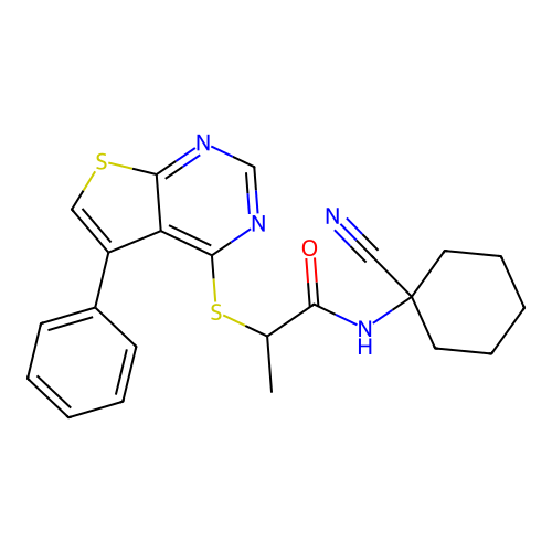 N-(1-Cyanocyclohexyl)-2-((5-phenylthieno[2,3-d]pyrimidin-4-yl)thio)propanamide structure