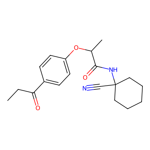 N-(1-cyanocyclohexyl)-2-(4-propanoylphenoxy)propanamide structure